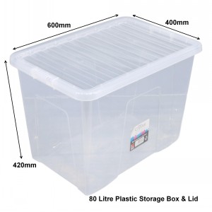 Wham Crystal Plastic Storage Box & Lid Size 18 (80 Litre)